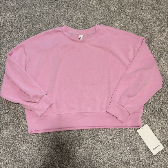 NWT Lululemon Softstreme Perfectly Oversized Cropped Crew Vitapink - Picture 2 of 6